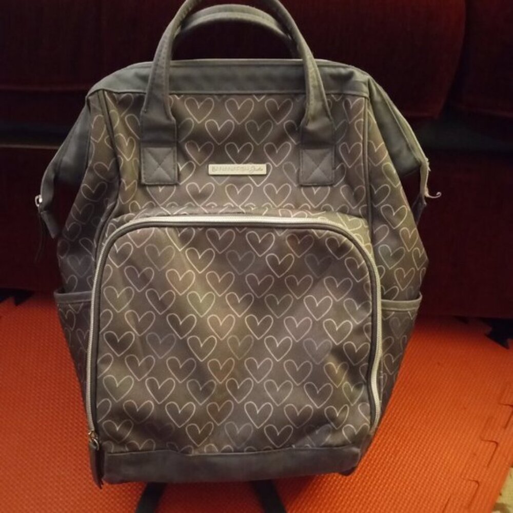 Banana Fish Grey / Pink / White Mini Heart Diaper Bag Backpack Lightweight